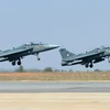 Máy bay Tejas - loại máy bay chiến đấu nhẹ tham gia bay trình diễn tại căn cứ không quân Yelahanka ở Bangalore, Ấn Độ ngày 15/2. (Nguồn: AFP/TTXVN)