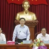 Phó Thủ tướng Vương Đình Huệ phát biểu tại buổi làm việc. (Ảnh: Ngọc Thiện/TTXVN.)