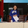 Chủ tịch Trung ương Hội Liên hiệp phụ nữ Việt Nam Nguyễn Thị Thu Hà phát biểu tại họp báo. (Ảnh: Phương Hoa/TTXVN)