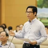 Chủ tịch phòng Thương mại và Công nghiệp Việt Nam Vũ Tiến Lộc phát biểu tại phiên họp. (Ảnh: Phương Hoa/TTXVN)