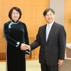 Phó Chủ tịch nước Đặng Thị Ngọc Thịnh tiếp kiến Hoàng Thái tử Nhật Bản Naruhito. (Ảnh: Quang Hải/TTXVN)