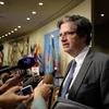 Đại sứ Pháp tại Liên hợp quốc Francois Delattre trong cuộc họp báo sau phiên họp của Hội đồng Bảo an Liên hợp quốc (Nguồn: AFP/TTXVN)