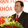 Ông Trần Thanh Mẫn phát biểu sau hội nghị hiệp thương được bầu chức vụ Chủ tịch Ủy ban Trung ương Mặt trận Tổ quốc Việt Nam khóa VIII. (Ảnh: Nguyễn Dân/TTXVN)