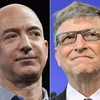 Tỷ phú Bill Gates và giám đốc điều hành Amazon Jeff Bezos. (Nguồn: AFP)
