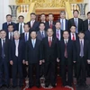 Đoàn đại biểu cấp cao Hội đồng Lý luận Trung ương Đảng Cộng sản Việt Nam và Hội đồng Khoa học Xã hội Quốc gia Lào. (Ảnh: Phương Hoa/TTXVN)