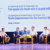Quang cảnh buổi đối thoại giữa thanh niên với lãnh đạo Trung ương, các bộ, ngành và đại diện các tổ chức Liên hợp quốc tại Việt Nam. (Ảnh: Văn Điệp/TTXVN)