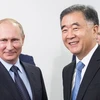 Phó Thủ tướng Trung Quốc Uông Dương gặp Tổng thống Nga Putin bên lề Diễn đàn Kinh tế Phương Đông lần thứ ba ở Vladivostok, Nga. (Nguồn: en.people.cn)
