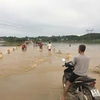 Nước lũ dâng cao tại huyện miền núi Thạch Thành (tỉnh Thanh Hóa). (Ảnh: Nguyễn Nam/TTXVN)