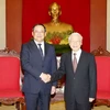 Tổng Bí thư Nguyễn Phú Trọng tiếp Phó Thủ tướng Lào Sonexay Siphandone đang thăm và làm việc tại Việt Nam. (Ảnh: Trí Dũng/TTXVN)