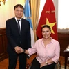 Phó Tổng thống Argentina Gabriela Michetti, kiêm Chủ tịch Quốc hội, tiếp Thứ trưởng Bộ Công Thương Việt Nam Đỗ Thắng Hải. (Ảnh: Diệu Hương/Vietnam+)