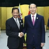 Chủ tịch nước Trần Đại Quang gặp song phương với Quốc vương Brunei Sultan Hagi Hassanal Bolkiah. (Nguồn: TTXVN)