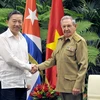Bộ trưởng Bộ Công an Tô Lâm hội kiến Chủ tịch Cuba Raul Castro. (Ảnh: Lê Hiền/TTXVN)