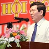 Ông Huỳnh Vĩnh Ái, Thứ trưởng Bộ Văn hóa, Thể thao và Du lịch và đại diện lãnh đạo các tỉnh thành khu vực phía Nam. (Ảnh: Nam Thái/TTXVN)