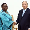 Thủ tướng Nguyễn Xuân Phúc tiếp Bộ trưởng Ngoại giao Liberia Marjon Vashti Kamara. (Ảnh: Thống Nhất/TTXVN)