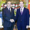 Chủ tịch nước Trần Đại Quang tiếp Chủ tịch Hạ viện Vương quốc Maroc Habib El Malki đang thăm chính thức Việt Nam. (Ảnh: Nhan Sáng/TTXVN)