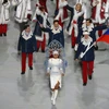Đoàn vận động viên Nga tham gia diễu hành tại lễ khai mạc Olympic mùa Đông Sochi trên sân vận động ở Sochi (Nga) tháng 2/2014. (Nguồn: AFP/ TTXVN)