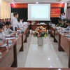 Tỉnh Ninh Thuận tổ chức họp khẩn lên phương án ứng phó với bão số 1. (Ảnh: Nguyễn Thành/TTXVN)