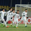 Các cầu thủ U23 Việt Nam ăn mừng sau bàn thắng của Quang Hải, trong trận đấu với U23 Hàn Quốc. (Nguồn: the-afc.com)