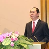 Chủ tịch nước Trần Đại Quang phát biểu chào mừng. (Ảnh: Trọng Đức/TTXVN)