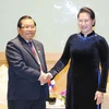 Chủ tịch Quốc hội Nguyễn Thị Kim Ngân, Chủ tịch APPF 26 tiếp Thượng tướng Sengnuan Sayalat, Phó Chủ tịch Quốc hội Lào. (Ảnh: Trọng Đức/TTXVN)