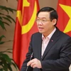Phó Thủ tướng Vương Đình Huệ phát biểu điều hành cuộc họp. (Ảnh: Dương Giang/TTXVN)