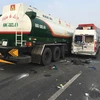 Hiện trường vụ tai nạn giao thông liên hoàn trên cao tốc Thành phố Hồ Chí Minh-Long Thành-Dầu Giây. (Ảnh: Sỹ Tuyên/TTXVN)
