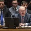 Đại sứ Nga tại Liên hợp quốc Vassily Nebenzia phát biểu trong phiên họp công khai của Hội đồng Bảo an về tình hình Syria, ngày 9/4. (Nguồn: AFP)