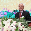 Tổng Bí thư Nguyễn Phú Trọng phát biểu tại lễ kỷ niệm. (Ảnh: Trí Dũng/TTXVN)