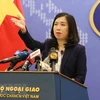 Người phát ngôn Bộ Ngoại giao Việt Nam Lê Thị Thu Hằng chủ trì họp báo. (Nguồn: TTXVN)