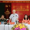 Tổng Bí thư Nguyễn Phú Trọng phát biểu tại buổi tiếp xúc cử tri tại phường Phú Thượng, quận Tây Hồ. (Ảnh: Trí Dũng/TTXVN)