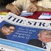 Báo Singapore đưa tin về cuộc gặp thượng đỉnh Mỹ-Triều. (Nguồn: AP)