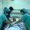 Bệnh nhân Huỳnh Học đang được các bác sỹ Bệnh viện Quân y 175 cấp cứu. (Ảnh: TTXVN)