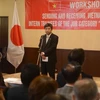 Đại biện Đại sứ quán Việt Nam tại Nhật Bản Nguyễn Trường Sơn phát biểu trong Hội thảo Phái cử và tiếp nhận thực tập sinh hộ lý tổ chức tại Tokyo. (Ảnh: Thành Hữu/Vietnam+)