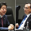 Thủ tướng Nhật Bản Shinzo Abe và Thủ tướng Trung Quốc Lý Khắc Cường. (Nguồn: Kyodo)