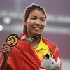 Vận động viên Bùi Thị Thu Thảo của Việt Nam giành huy chương vàng nội dung nhảy xa nữ tại ASIAD 2018, Jakarta, Indonesia ngày 27/8. (Nguồn: AFP/TTXVN)
