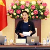 Chủ tịch Quốc hội Nguyễn Thị Kim Ngân chủ trì và phát biểu khai mạc Phiên họp thứ 27 của Ủy ban Thường vụ Quốc hội khóa XIV. (Ảnh: Trọng Đức/TTXVN)