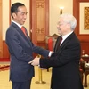 Tổng Bí thư Nguyễn Phú Trọng tiếp Tổng thống Cộng hòa Indonesia Joko Widodo. (Ảnh: Trí Dũng/TTXVN)