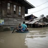 Cảnh ngập lụt tại Calumpit, Bulacan, Philippines sau khi bão Mangkhut đổ bộ ngày 16/9. (Nguồn: AFP/TTXVN)