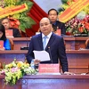 Thủ tướng Nguyễn Xuân Phúc phát biểu tại Diễn đàn: "Công đoàn Việt Nam đồng hành cùng Chính phủ nâng cao năng lực cạnh tranh quốc gia và phát triển bền vững đất nước.” (Ảnh: Thống Nhất/TTXVN