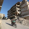 Khung cảnh đổ nát ở thị trấn Maaret al-Numan, phía bắc tỉnh Idlib, Syria, ngày 27/9. (Nguồn: AFP)