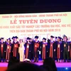 Các thủ khoa tốt nghiệp xuất sắc các trường đại học, học viện trên địa bàn thành phố Hà Nội năm 2018. (Ảnh: Nguyễn Cúc/TTXVN)