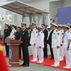 Tư lệnh Hải quân Singapore, Chuẩn Đô đốc Lew Chuen Hong phát biểu tại lễ khai mạc cuộc tập trận chung hải quân ASEAN-Trung Quốc. (Nguồn: straitstimes.com)