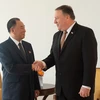 Ngoại trưởng Mỹ Pompeo gặp ông Kim Yong-chol, một trợ lý hàng đầu của nhà lãnh đạo Triều Tiên Kim Jong-un, hồi tháng 5 ở New York. (Nguồn: Getty Images)