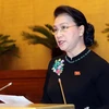 Chủ tịch Quốc hội Nguyễn Thị Kim Ngân phát biểu tổng kết Phiên chất vấn và trả lời chất vấn của các thành viên Chính phủ. (Ảnh: Trọng Đức/TTXVN)