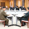 Đại diện của hai miền Triều Tiên và Bộ Chỉ huy của Liên hợp quốc (UNC) trong cuộc họp tại làng đình chiến Panmunjom ngày 16/10, thảo luận về tiến trình giải giáp vũ khí tại Khu vực an ninh chung (JSA). (Nguồn: YONHAP/TTXVN)