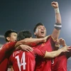 Các cầu thủ đội tuyển Việt Nam ăn mừng bàn thắng ghi vào lưới đội tuyển Philippines. (Ảnh: Trọng Đạt/TTXVN)