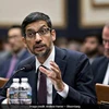 Tổng Giám đốc điều hành Google Sundar Pichai trong phiên điều trần trước Ủy ban Tư pháp của Hạ viện Mỹ ngày 11/12. (Nguồn: Bloomberg)