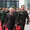 Tổng Bí thư, Chủ tịch nước Nguyễn Phú Trọng đến dự Hội nghị Công an toàn quốc lần thứ 74. (Ảnh: Trí Dũng/TTXVN)
