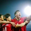 Tuyển thủ Quế Ngọc Hải và đồng đội ăn mừng chiến thắng tại AFF Suzuki Cup 2018. (Ảnh: Trọng Đạt//TTXVN)