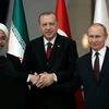 Tổng thống Nga Vladimir Putin và các nhà lãnh đạo của Thổ Nhĩ Kỳ và Iran. (Nguồn: Reuters)